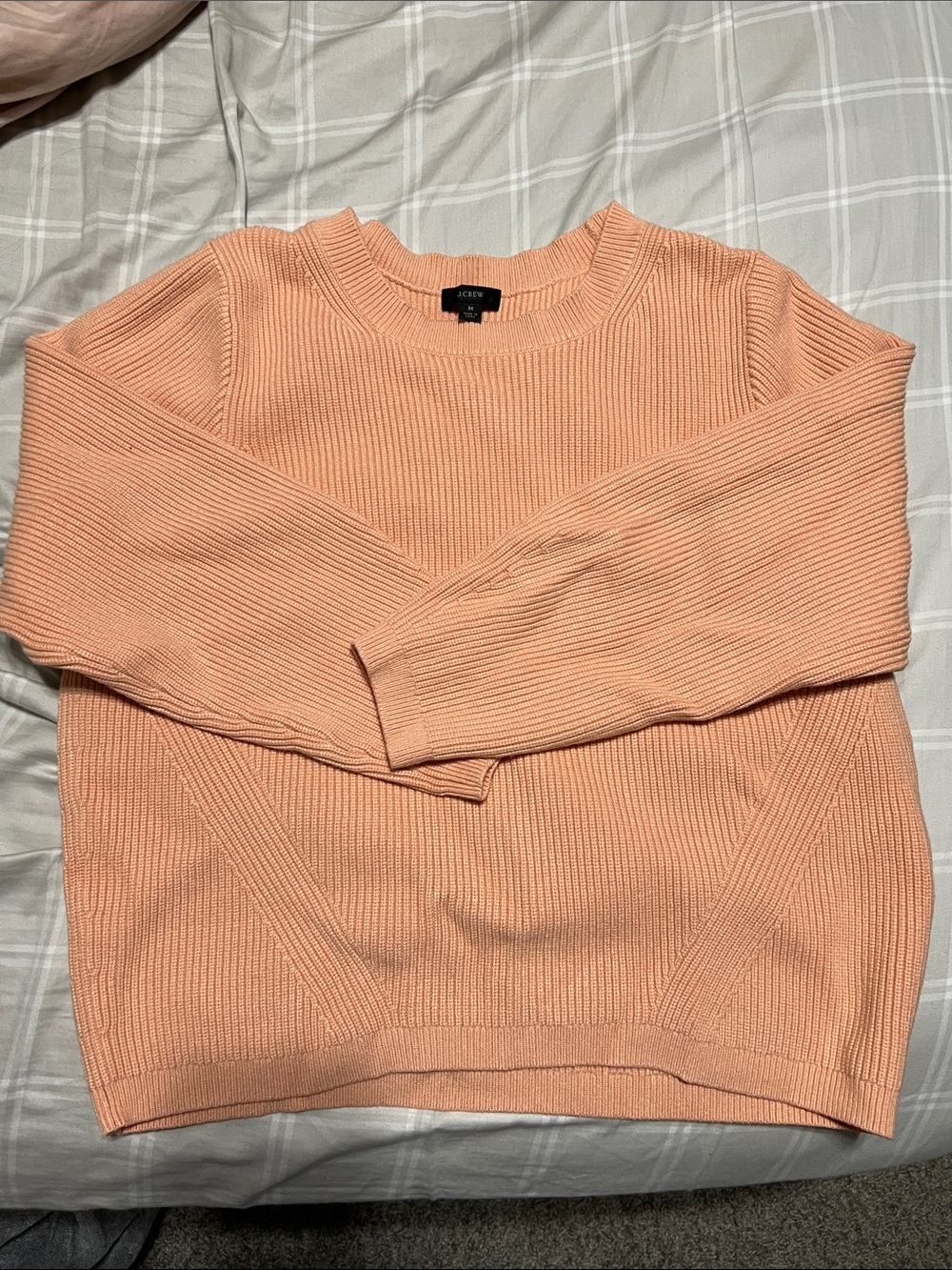 J. Crew Peach Ribbed Knit Crewneck Sweater